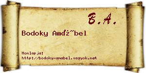 Bodoky Amábel névjegykártya